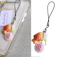 DONOVAN Food Taiyaki Pendant, Pink Squid Roll Bag Keyring Fish Cake Keychain, Phone Lanyard Bag Char