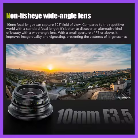 7artisans 10mm F3.5 APS-C 108° Ultra-Wide Angle Fixed Focus Lens for Sony E Fujifilm XF Nikon Z Micr