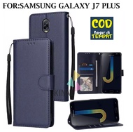 Leather Flip Cover SAMSUNG GALAXY J7 Plus  - Wallet Case Kulit - Casing Dompet Case Wallet Leather Flip Case SAMSUNG GALAXY J7 Plus Casing Hp Leather Dompet Kulit FLIP COVER WALLET