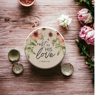 Inspirational "Rest in His Love" 1 John 4:18 Coaster, Keychain, and Magnet Set