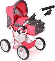 Bayer Chic 2000® Leni 3-in-1 Combination Doll's Pram - Butterfly Coral - Foldable, Height-Adjustable