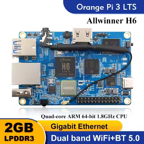 Orange Pi 3 LTS 2G8G EMMC with HDMI+WIFI+BT5.0, AllWinner H6 SoC,Open Source Board Computer,Run Andr