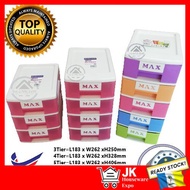 Max 3/4/5 Tier Plastic Cosmetics Drawer Mini Drawer Laci Kecil tingkat stationery drawer Mini Desktop Drawer Storage Box