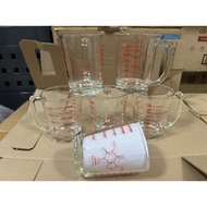 6 Leaves Measuring Cup With Handle With Scale Size 8 Ounces 250 ml. Thick Texture Clear Glass