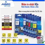 HZe Label 12mm*8M for Brother, Aimo label printers (PT-E110, PT-E300VP, E1000Pro...)