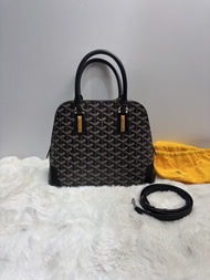 👜GOYARD Vendôme  Shell bag Canvas with calfskin leather Length 28cm 貝殼包 Vendôme Y字老花滿印鑲櫸木牛皮飾邊 帆布拼小牛皮
