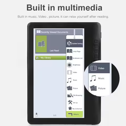 7 Inches Portable E-Book Reader Colorful Screen Supports Memory Card Digital Book Read E‑book Read E