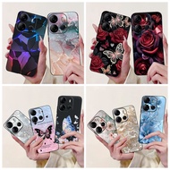 For Tecno Spark Go 2023 BF7n Case Popular Butterfly Flower Soft Black Silicone Cover For Tecno Pop 7