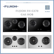 FUJIOH FH-GS70 SERIES  2 / 3 BURNER DOUBLE INNER FLAME STAINLESS STEEL / BLACK GLASS GAS HOB