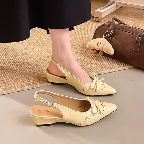 2026 Summer Fashion Bowknot Sandal Leisure Pointed Toe Women's Shoes Shallow Shoes Comfortable Bouti