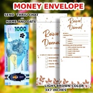 100pcs 3x7 inc SHADES OF BROWN Custom Wedding / Angpao Envelope (Edit Details Only)