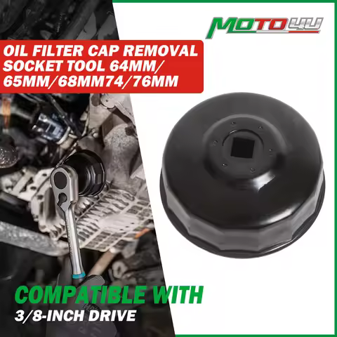 MOTO4U Flute Oil Filter Cap Wrench Oil Filter Cap Removal Socket Tool 3-8 inch Drive 68mm/65mm/64mm/
