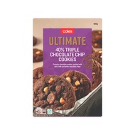 COLES ULTIMATE 40% TRIPLE CHOCOLATE CHIP COOKIES 400gm