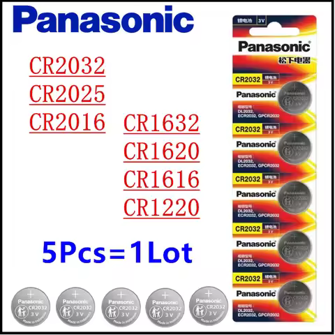 5Pcs Original Panasonic Coin Lithium Batteries CR2032 CR2025 CR2016 CR1632 CR1220 CR1616 CR1620 for