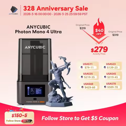 PRESALE ANYCUBIC Photon Mono 4 Ultra 7 Inch 10K LCD 3D Printers UV Resin 3D Printer Printing Size 23