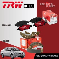 [TRW Premium] ผ้าเบรค หน้า ก้ามเบรค หลัง Nissan ALMERA 1.2 N17 ปี 2012-2019 TRW DTEC GDB 7742 DT  GS