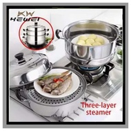 KEWEI Multi 3 Tier Layer Stainless Steel Steamer For Puto Siomai Cookware Home Kitchen