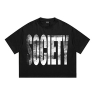 Mnst Tshirt Crop Boxy Oversize Black Society