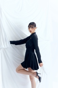 Whatagirlwants - CAYLA PLAYSUIT  ชุดเพลย์สูท ผ้าชีฟอง แขนยาวเข้ารูป มีกางเกงซับใน