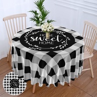 ผ้าปูโต๊ะลายตารางหมากรุกสีดำสีขาว1ชิ้นกันน้ำสไตล์โบฮีเมียน sarung Meja Makan มะนาวขนาด63นิ้ว