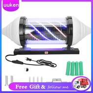 Uukendh Barber Shop Pole Rotating Lighting Red White Blue Stripe Light Stripes Sign Hair Wall Hanging LED Downlights