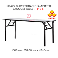 3V 3x5 Feet Heavy Duty Laminated Wood Top Banquet Table Folding Function Table