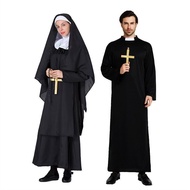 Halloween Nun Costume Adult cosplay Male Pastoral Costume Virgin Gladiator Father Costume Missionary