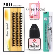 10/20/30D 60Pcs Human Hair Eyelash Extension Set Natural long 3D DIY False Eyelashes