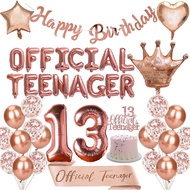 13th Birthday Decoration For Girls - 42 Pcs Rose Gold Birthday Decoration Sash and Crown Party Suppl
