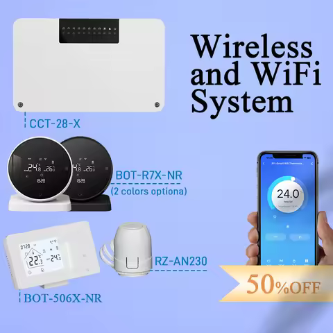 Heating/Cooling Central Heating 8-Channels System for Boiler Pump Actuators Wireless WiFi Thermostat