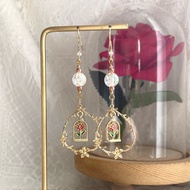 【童話 l 公主系列】美女與野獸 田園風玫瑰耳環