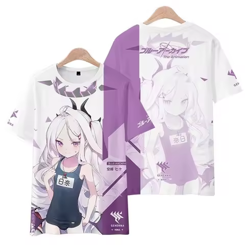 Game Blue Archive Uzawa Reisa Cosplay T-shirts 3D Sorasaki Hina Print Men Women Anime Cartoon Tees H