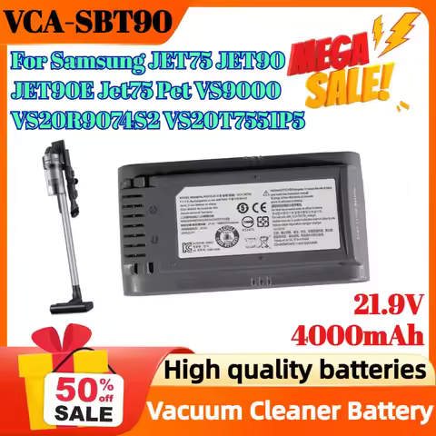 VCA-SBT90 21.9V 4000mAh Vacuum Cleaner Battery for Samsung JET75 JET90 JET90E Jet75 Pet VS9000 VS20R