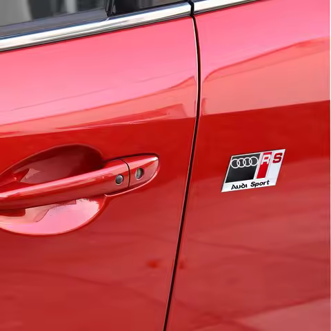 3D Aluminum Car Body Rear Trunk Tail Stickers Valve Cap For Audi Sline B8 A2 B5 A4 8V 8L RS 8P S4 RS