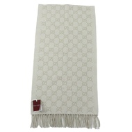 【5積分】成色極佳☆ GUCCI 812317 100% 羊絨 GG 圖案 當前款圍巾 米色 45 x 190cm 帶盒 義大利製造 正品 女士零售價 ¥148,500