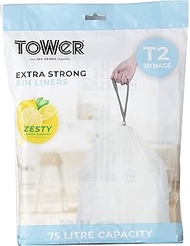 Tower T878001 75L Lemon Scented Bin Liners 20pc/Pack