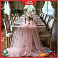 [YW]☃Tulle Table Runner Decorative Sheer Tablecloth Solid Color Table Runner Arch Aisle Veil for Bri