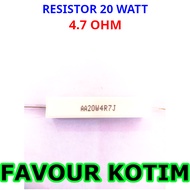RESISTOR 4.7 4R7 OHM 20 WATT 5 PERCENT R 20W 20 W R20W FVKOTIM CHALK