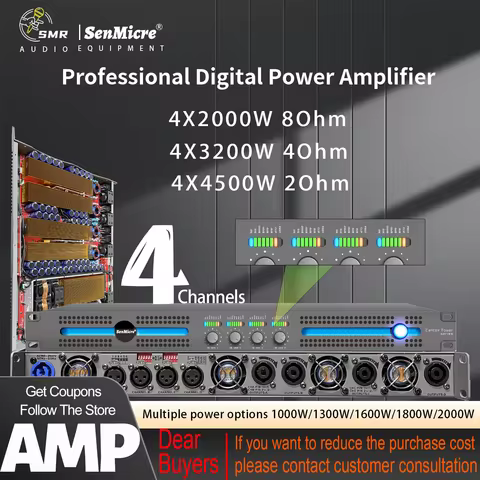 SenMicre CT4.20 Professional Digital Power Amplifier 4 Channels 4X2000W 8Ohm 1U Line Array Speaker A