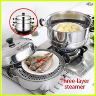 ☇◑ ◊☜ ◇ OW Steamer 3 Layer Siomai Steamer Stainless Steel Cooking Pot Kitchenware COD