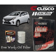PERODUA AXIA 2014-2017 CUSCO JAPAN FULLY SYNTHETIC ENGINE OIL 5W40 SN/CF ACEA FREE WORKS ENGINEERING OIL FILTER