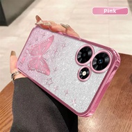 For Infinix Hot 30 Hot 30 NFC X6831 Phone Case Cute Pink Butterfly Electroplated Straight Edge Case 
