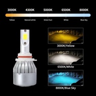 2PCS MENTOL KERETA C6 Original Headlight COD LED H1 H3 H4 H7 H11 9005 9006 Fog Light Bulb Fog Lamp H