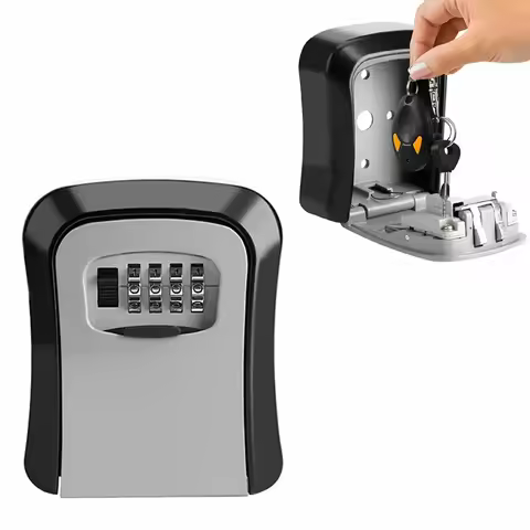Wall Mount Key Lock Box 4 Digit Password Security Lock No Key for Home Office Secret Storage Organiz