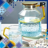 Heat Resistant Glass Pitcher Fire Water Jug 1.8l With 2 Cups Bss18 Blue