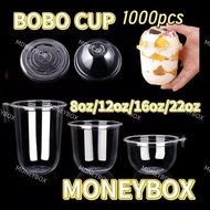 1000PCS Plastic cup Bobo cup for milk tea disposable cup for halo halo 8oz/12oz cup/22oz