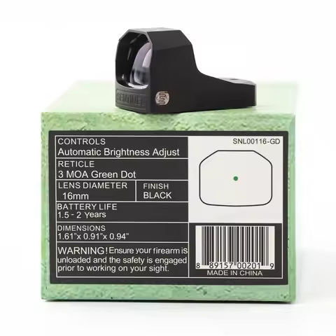 Sentinel 1x16 Compact Reflex 3 MOA Red Dot Sights RMSC Footprint Shake Wake Motion Sensing Manual Br
