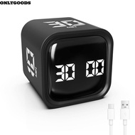 ONLYGOODS Digital Cube Timer, Rotation Timing 5/10/30/60min Pomodoro Timer,  Gravity Sensing Custom 