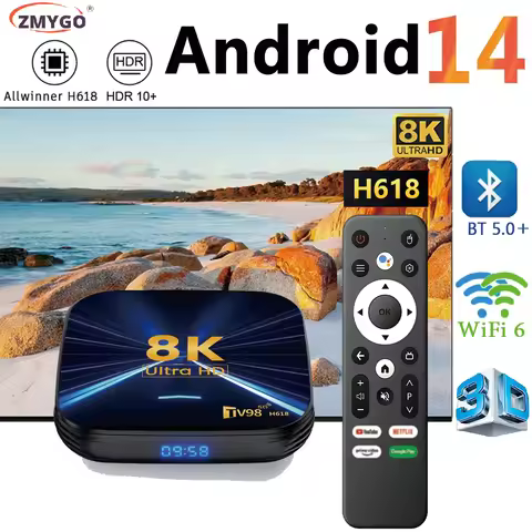 TV Box 4K Android 14 H618 Quad Core Android tv WiFi 6 BT5 Voice Remote 32GB 64GB HDR10+ 8K TV Box Sm