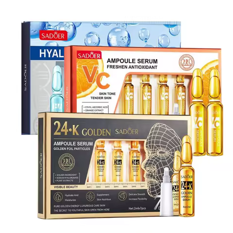 2ml*7 Vials/Box Vitamin C Ampoule Essence 24K Gold Hyaluronic Acid Serum Deeply Moisturizing Whiteni